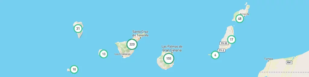 Mapa Electromaps Canarias para encontrar puntos de recarga para coches eléctricos