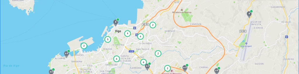 cargar coche eléctrico en Vigo mapa Electromaps